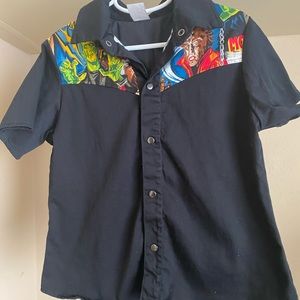 Hemet The monsters Frankenstein collard button down short sleeve shirt boys 8